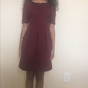 Red and black striped dress